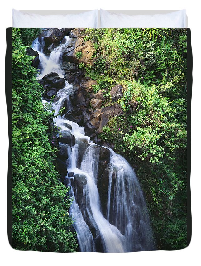 Beautiful Duvet Cover featuring the photograph Big Island Waterfall by William Waterfall - Printscapes