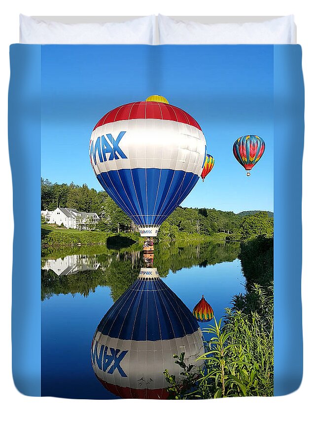 New England Duvet Cover featuring the photograph Big max balloon on the surface by Jeff Folger