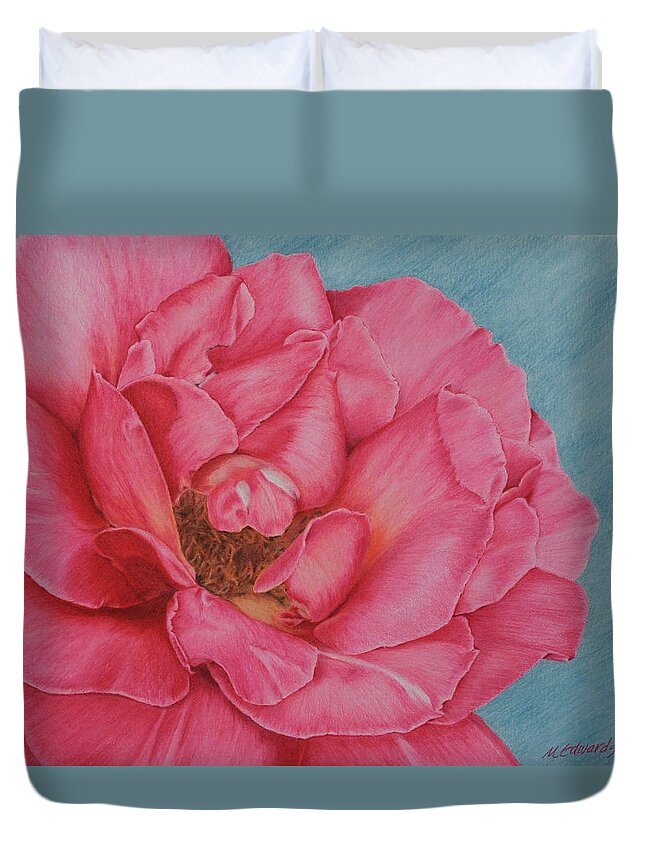 Pink Duvet Cover featuring the drawing Big Pink by Marna Edwards Flavell