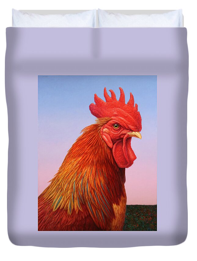 Rooster Duvet Cover featuring the painting Big Red Rooster by James W Johnson
