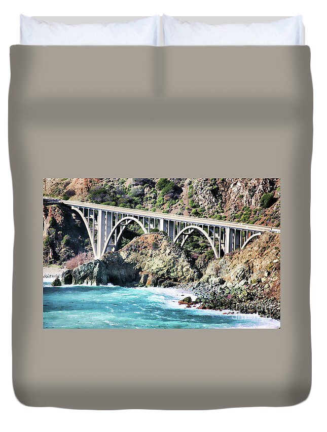 California Duvet Cover featuring the photograph Big Sur Bixby Bridge Ocean by Chuck Kuhn
