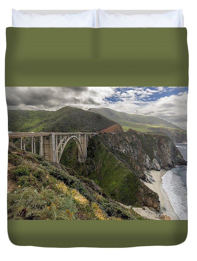 Bixby Bridge Duvet Cover featuring the photograph Big Sur's Bixby Bridge by Susan Rissi Tregoning