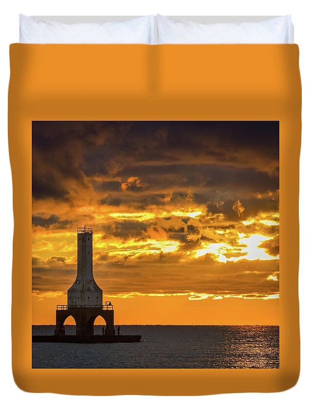 Sunrise Duvet Cover featuring the photograph Big Water Sunrise V by James Meyer