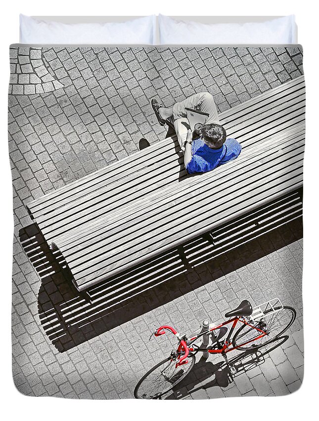 Cycling Duvet Cover featuring the photograph Bike Break by Keith Armstrong