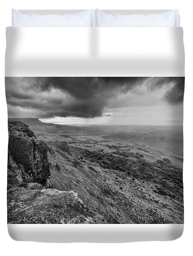 Binevenagh Duvet Cover featuring the photograph Binevenagh Storm Clouds by Nigel R Bell