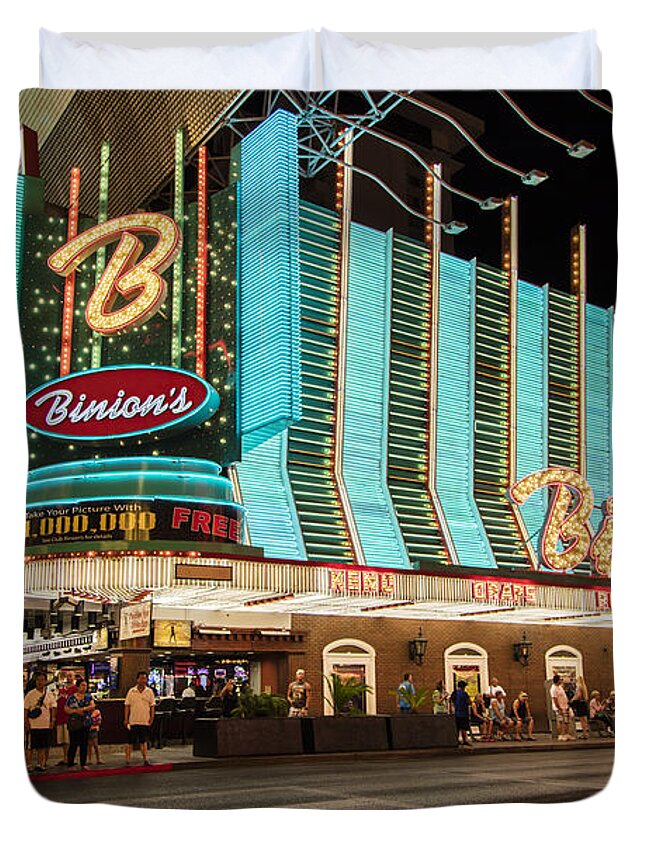 Las Vegas Duvet Cover featuring the photograph Binions Horseshoe Las Vagas by John McGraw