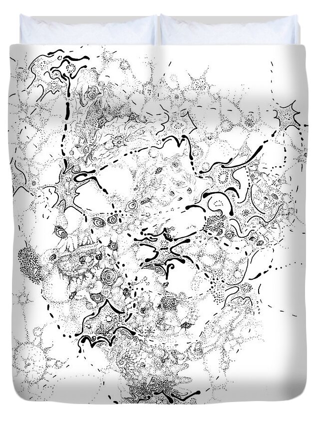 Neuron Duvet Cover featuring the drawing Biology of an Idea by Regina Valluzzi
