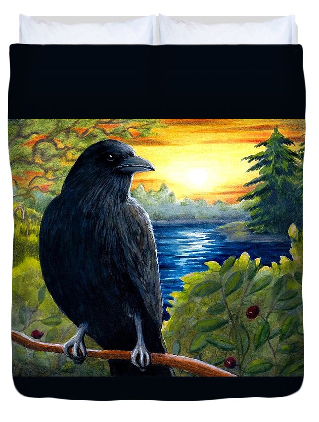 Bird Duvet Cover featuring the painting Bird 63 by Lucie Dumas