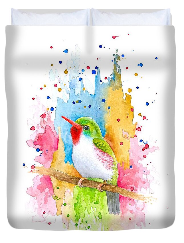 Bird Duvet Cover featuring the painting Bird 72 by Lucie Dumas