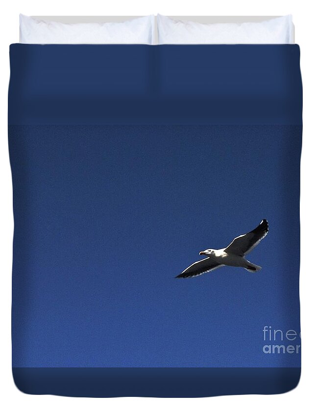 California Gulls Duvet Cover featuring the photograph Bird by Angela J Wright