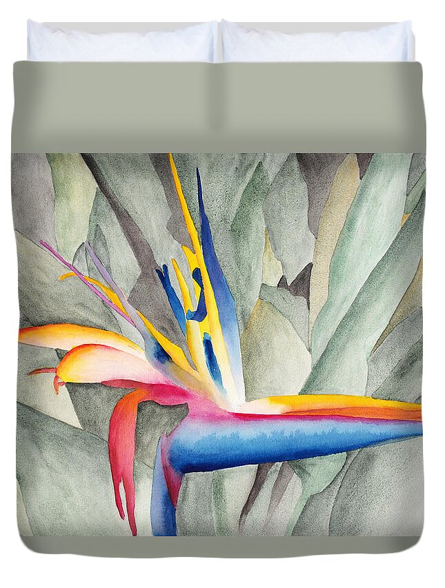 Bird Duvet Cover featuring the painting Bird Of Paradise by Ken Powers