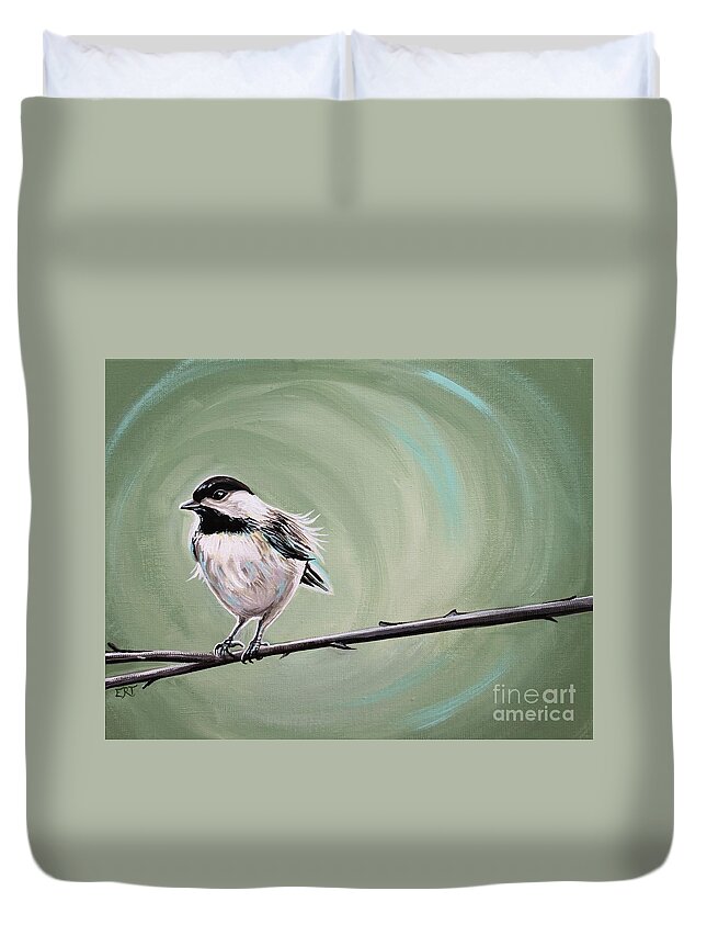 Birds Duvet Cover featuring the painting Bird on a Branch by Elizabeth Robinette Tyndall