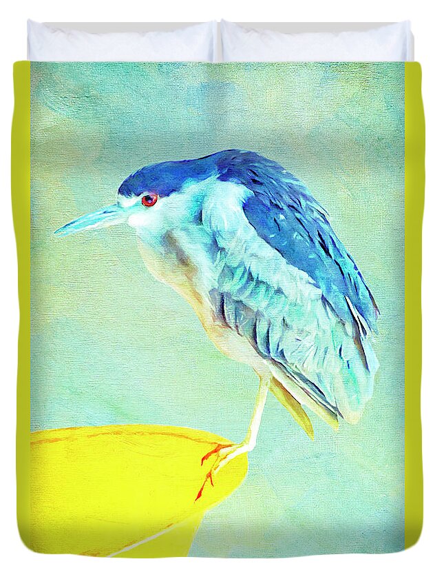 Bird Duvet Cover featuring the digital art Bird On a Chair by Sandra Selle Rodriguez
