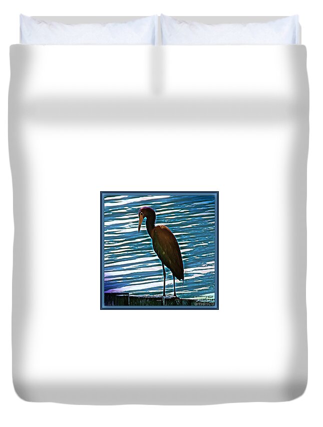 Bird Duvet Cover featuring the photograph Bird on Blue by Leslie Revels