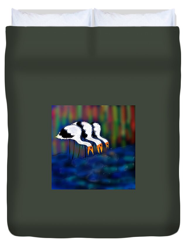 Bird Painting Duvet Cover featuring the digital art Birds of same feather by Latha Gokuldas Panicker