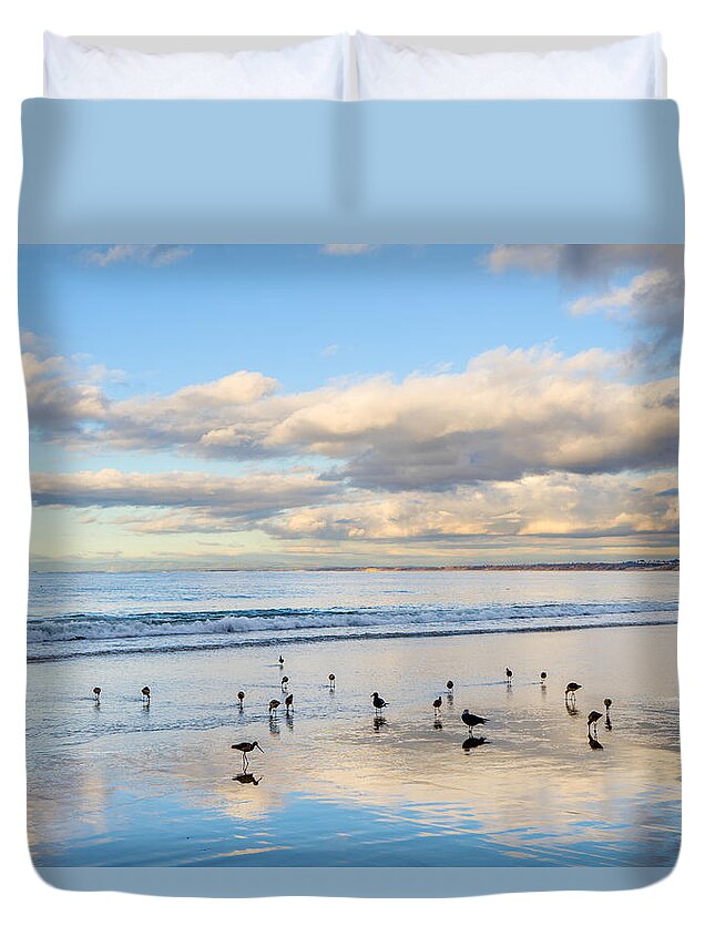 Birds Duvet Cover featuring the photograph Birds on the Beach by Derek Dean