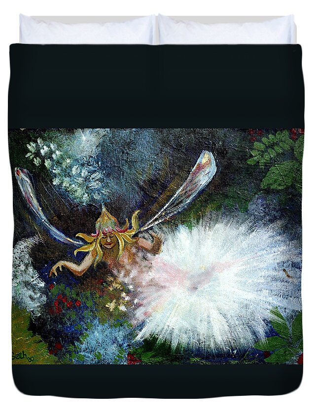 Birth Of A Fairy Duvet Cover featuring the painting Birth of a Fairy by Seth Weaver