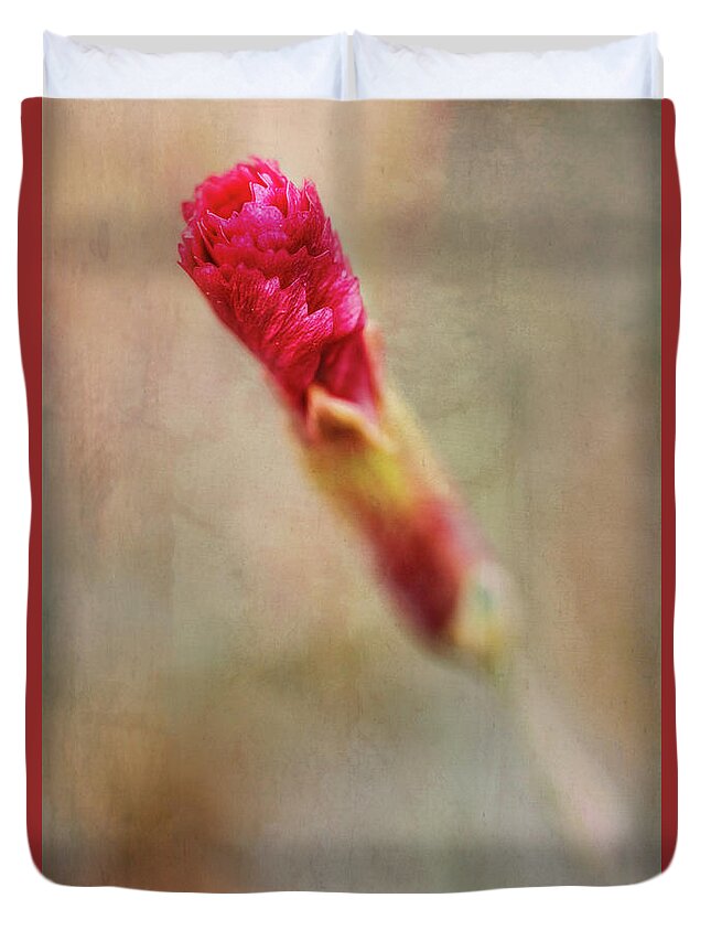 Bloom Duvet Cover featuring the photograph Birth of a Red Bloom by Robert FERD Frank