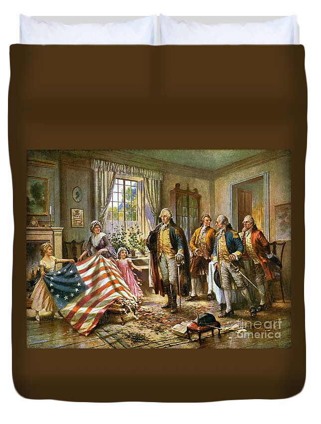 George Washington Duvet Cover featuring the photograph Birth Of Old Glory 1777 by Science Source