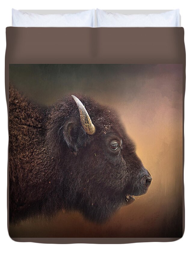 American Buffalo Duvet Cover featuring the photograph Bison by David and Carol Kelly