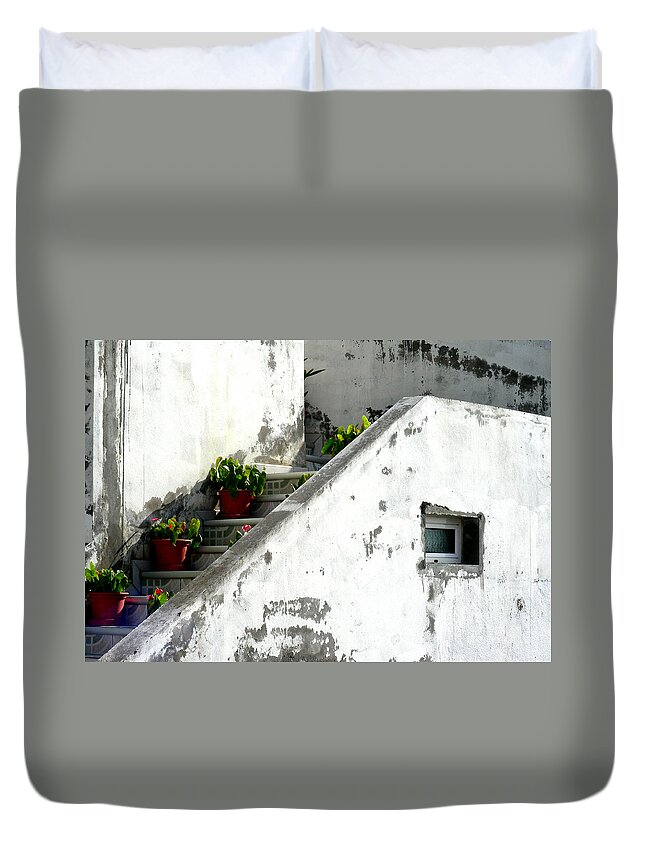bit Of Color Stairs Duvet Cover featuring the photograph Bit Of Color by Jean Wolfrum