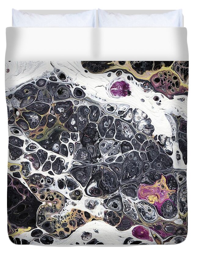 Pink Duvet Cover featuring the painting Black and White Abstract by Jamie Frier