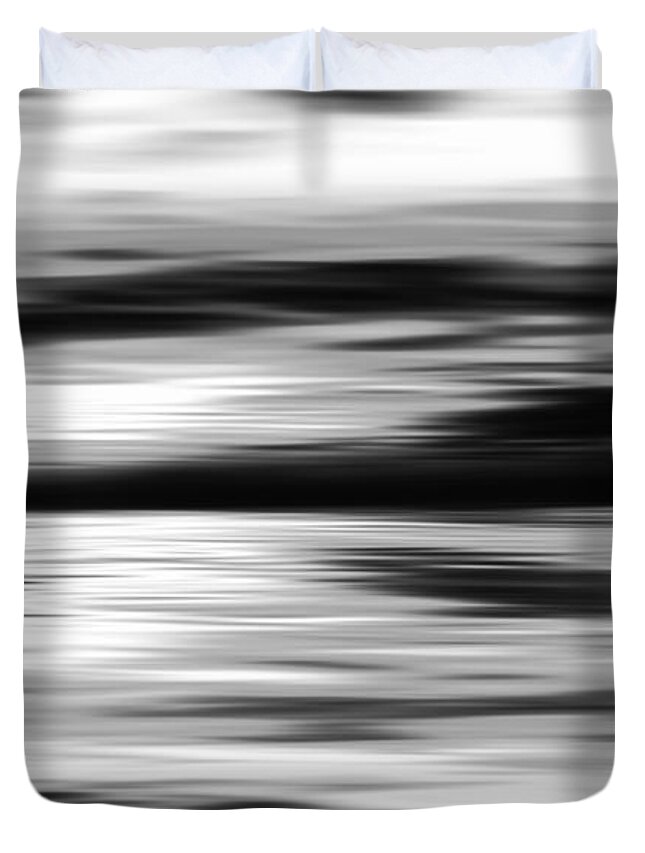 Abstract Duvet Cover featuring the digital art Black and White abstract painting by Jan Brons