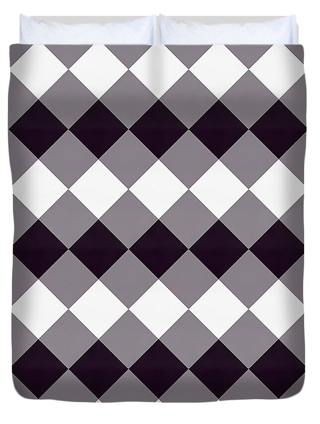 Black And White And Gray Squares Duvet Cover featuring the digital art Black and White and Gray Squares by Chuck Staley