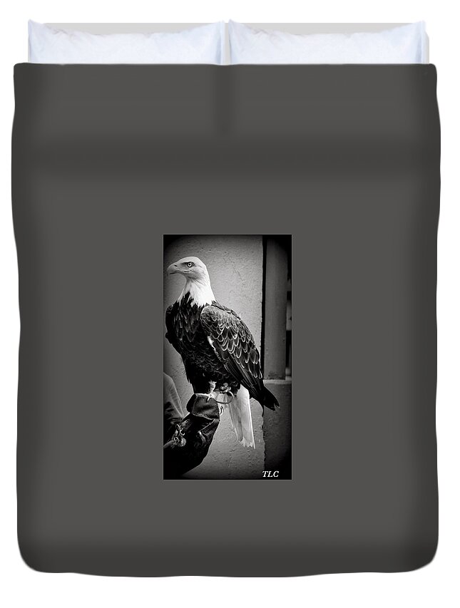 Nature Duvet Cover featuring the photograph Black and White Bald Eagle by Thomas Comeau