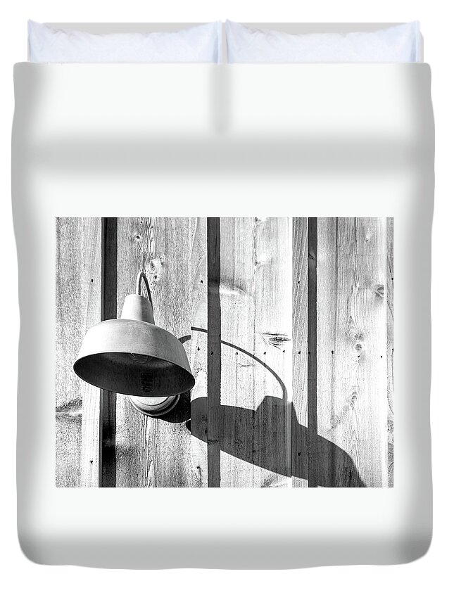 Barn Duvet Cover featuring the photograph Black and White Barn Fixture 2 by Steven Jones