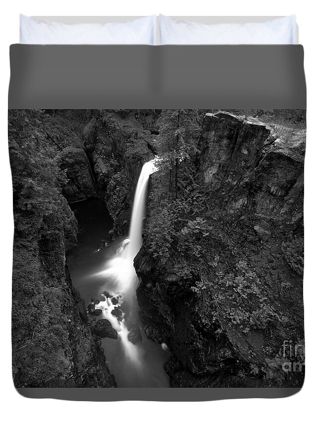 Elk Falls Bw Duvet Cover featuring the photograph Black And White Elk Falls Landscape by Adam Jewell