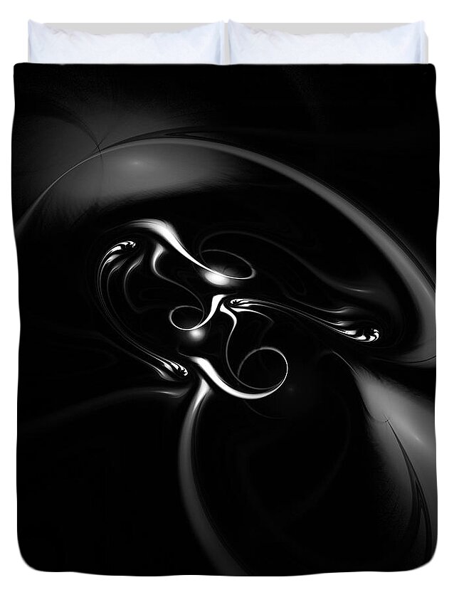 Fractal Duvet Cover featuring the digital art Black and White Fractal 080810B by David Lane