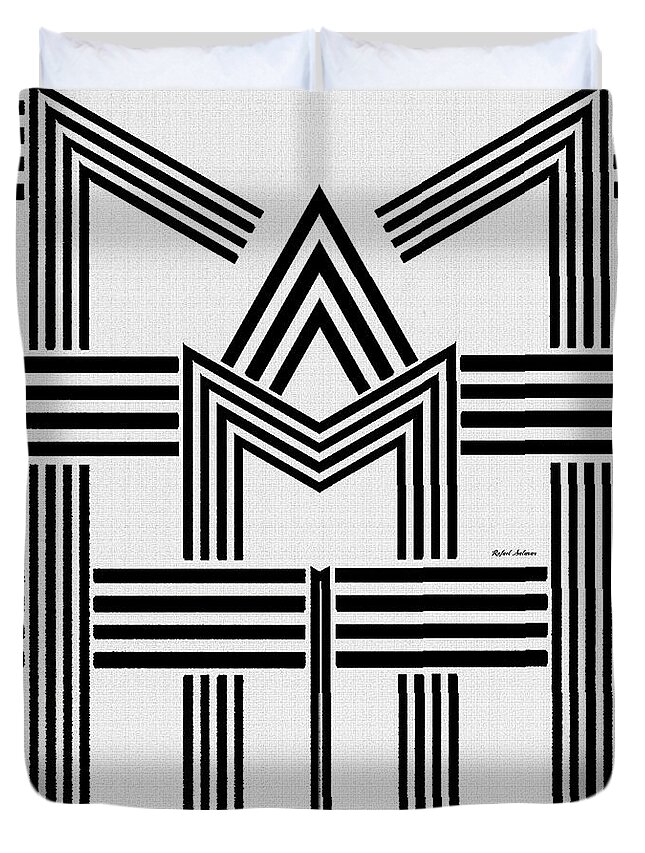 Rafael Salazar Duvet Cover featuring the digital art Black and White M by Rafael Salazar