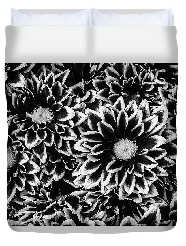 Pom Duvet Cover featuring the photograph Black And White Poms by Garry Gay