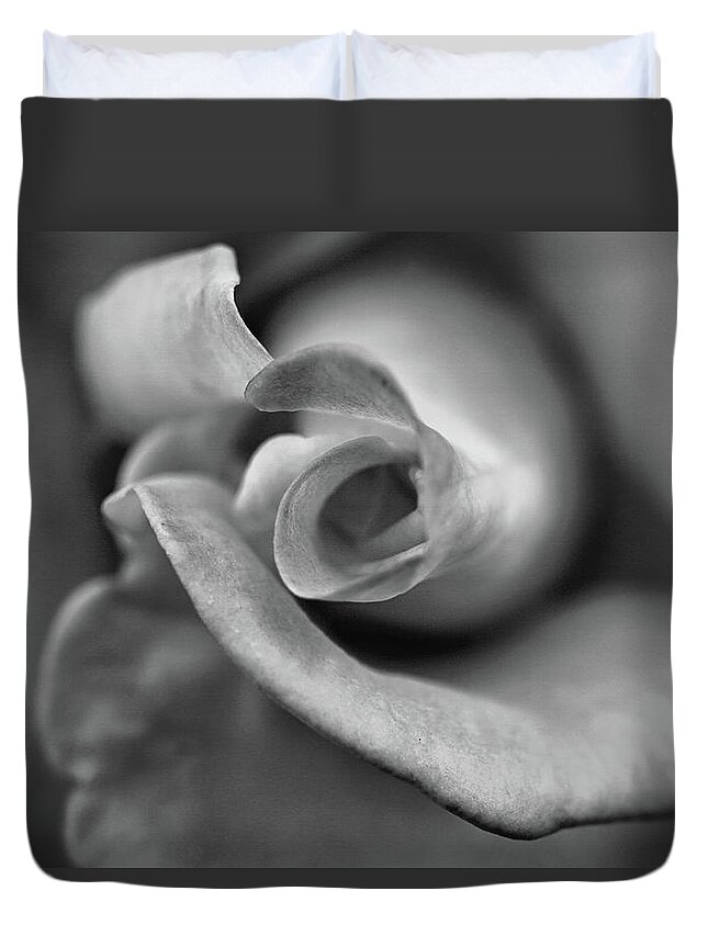 Black And White Duvet Cover featuring the photograph Black and white Rose 3 by Lilia S
