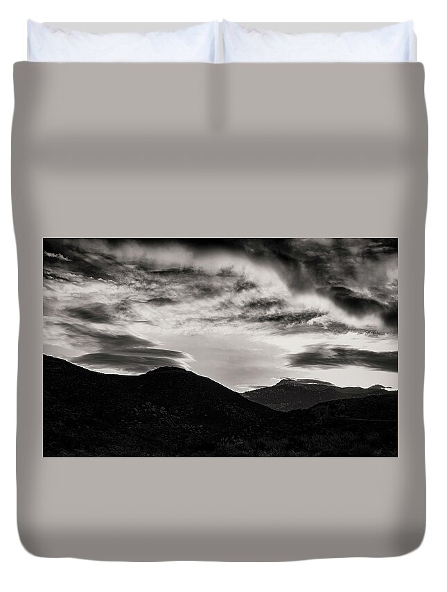 Sunrise Duvet Cover featuring the photograph Black and White Sunrise by Joseph Hollingsworth