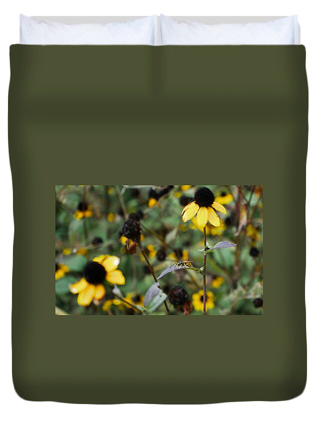 Bee Duvet Cover featuring the photograph Black and Yellow by Brooke Bowdren