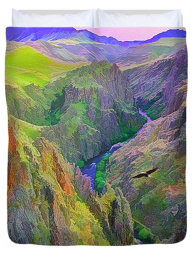 Black Canyon Duvet Cover featuring the digital art Black Canyon by Walter Colvin