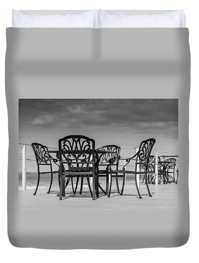 Black Cast Iron Duvet Cover featuring the photograph Black Cast Iron Seats by John Williams