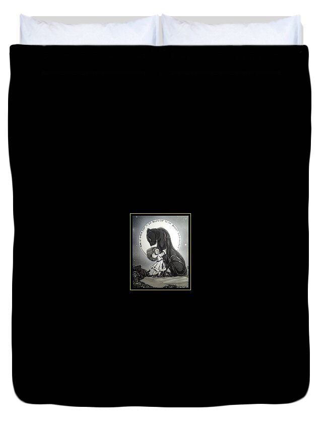 Panther Duvet Cover featuring the mixed media Black Cat by the Moonlight by Demitrius Motion Bullock