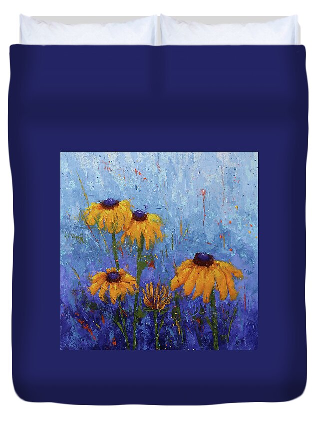 Flowers Duvet Cover featuring the painting Black-eyed Susans by Monica Burnette