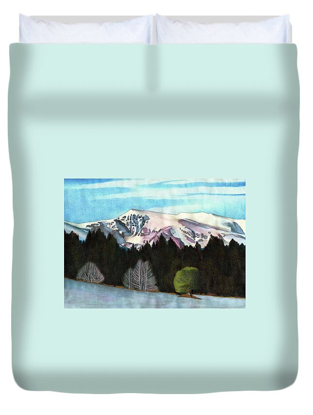 Art Duvet Cover featuring the drawing Black Forest by Dan Miller