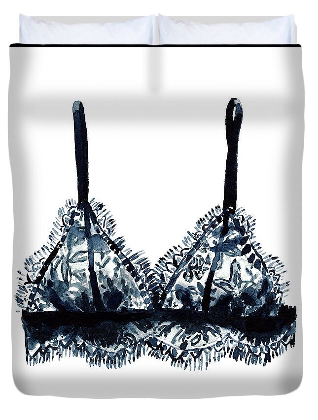 Black Lace Bralette 1 Boudoir Dressing Room Duvet Cover For Sale