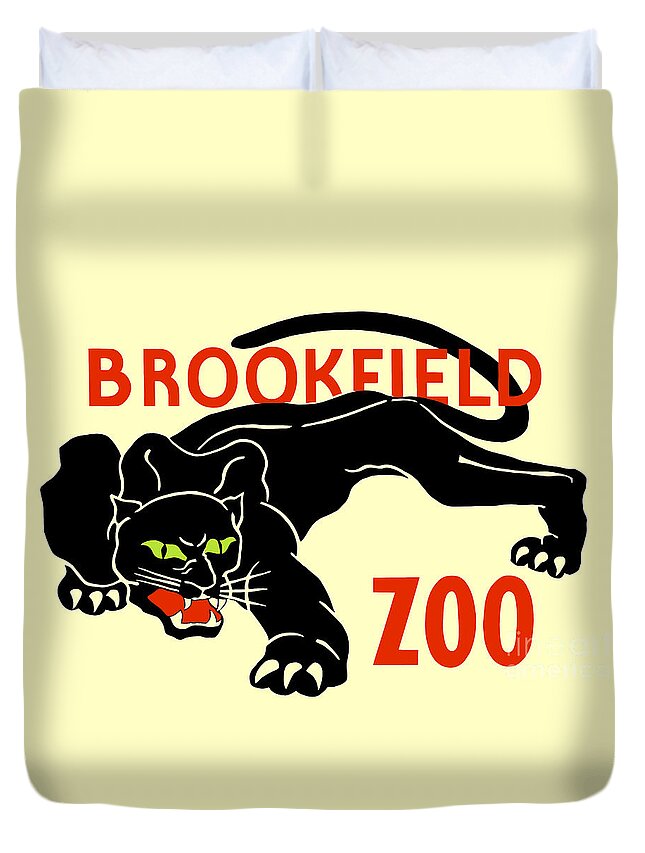 Black Duvet Cover featuring the digital art Black panther Brookfield Zoo ad by Heidi De Leeuw