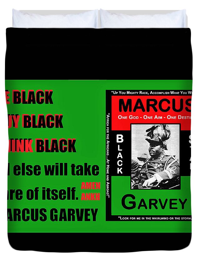 Be Black Duvet Cover featuring the digital art Black Star Garvey by Adenike AmenRa