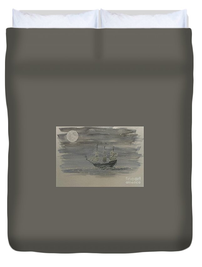 Pirate Duvet Cover featuring the painting Blackbeard's ship by Stacy C Bottoms
