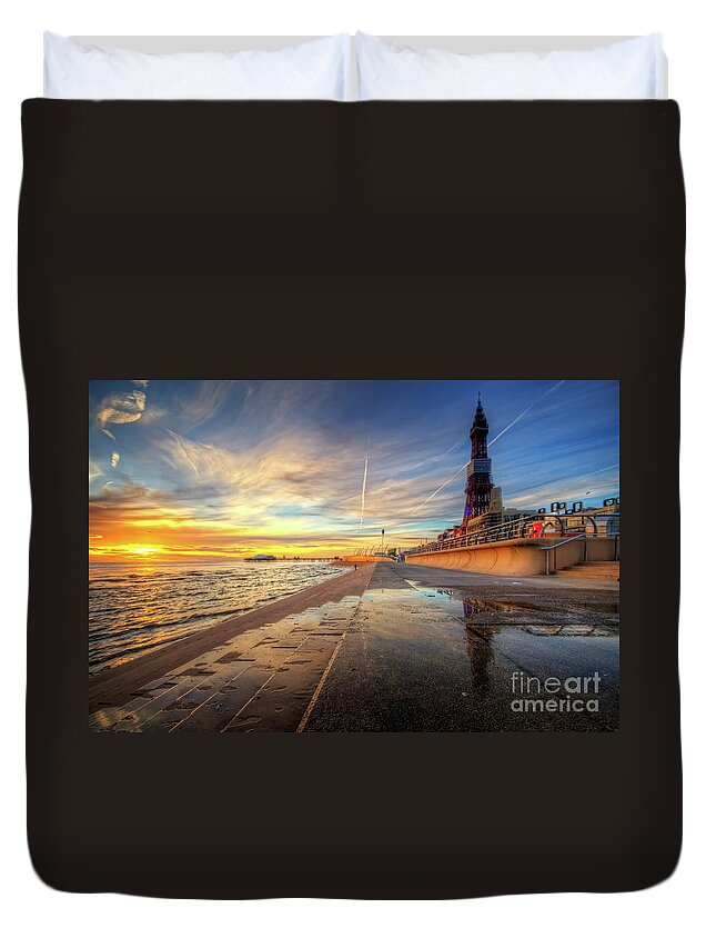 Photography Duvet Cover featuring the photograph Blackpool Sunset by Yhun Suarez