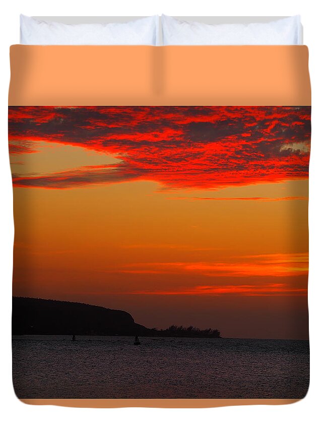 Sunset Duvet Cover featuring the photograph Blaze by Jessica Myscofski