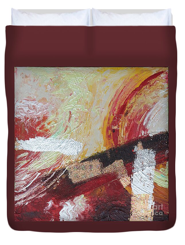 Abstract Duvet Cover featuring the painting Blazing Savanna 1 by Jyotika Shroff