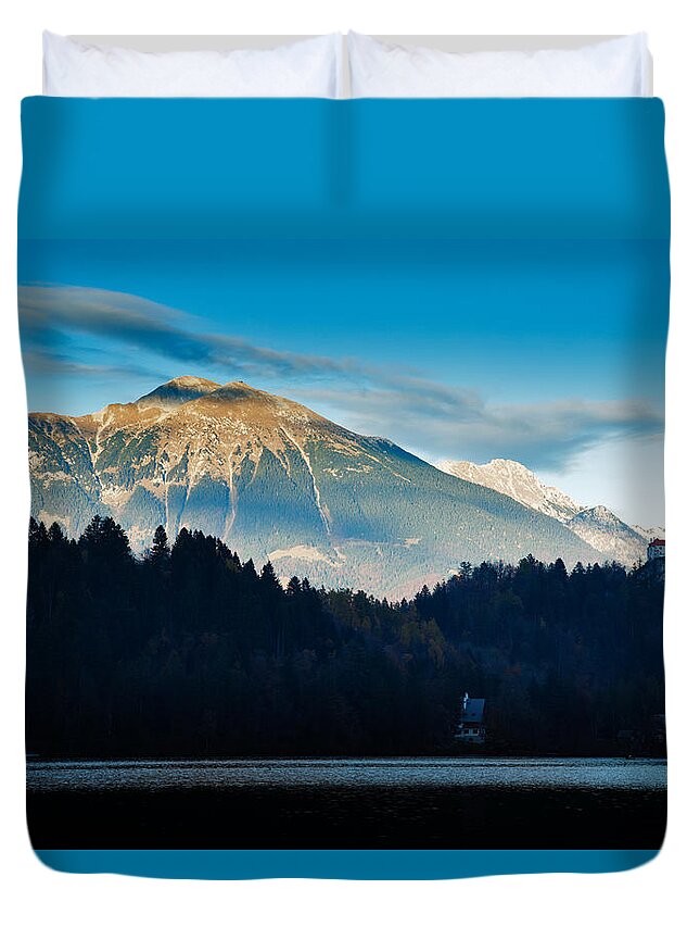 Bled Duvet Cover featuring the photograph Bled Castle by Ian Middleton